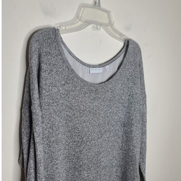 New York & Co metallic silver lightweight split back layered sweater - small - Picture 2 of 6